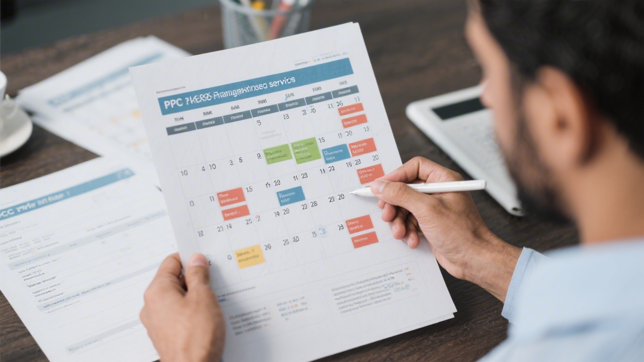 Strategic planning board with Spanish market notes, PPC funnel sketches, ad copy drafts, and budget allocations written in euros, hands of marketers collaborating